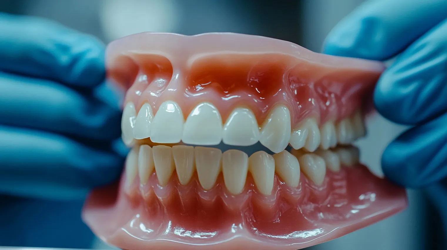 Close-up of a removable denture used in prosthetic dentistry